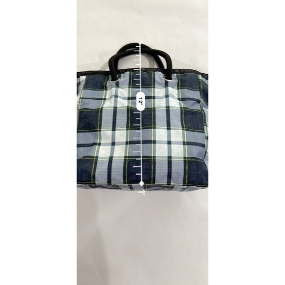 LeSportsac 2 Way Tote Bag in Deep Blue Tartan Black - Picture 2 of 8